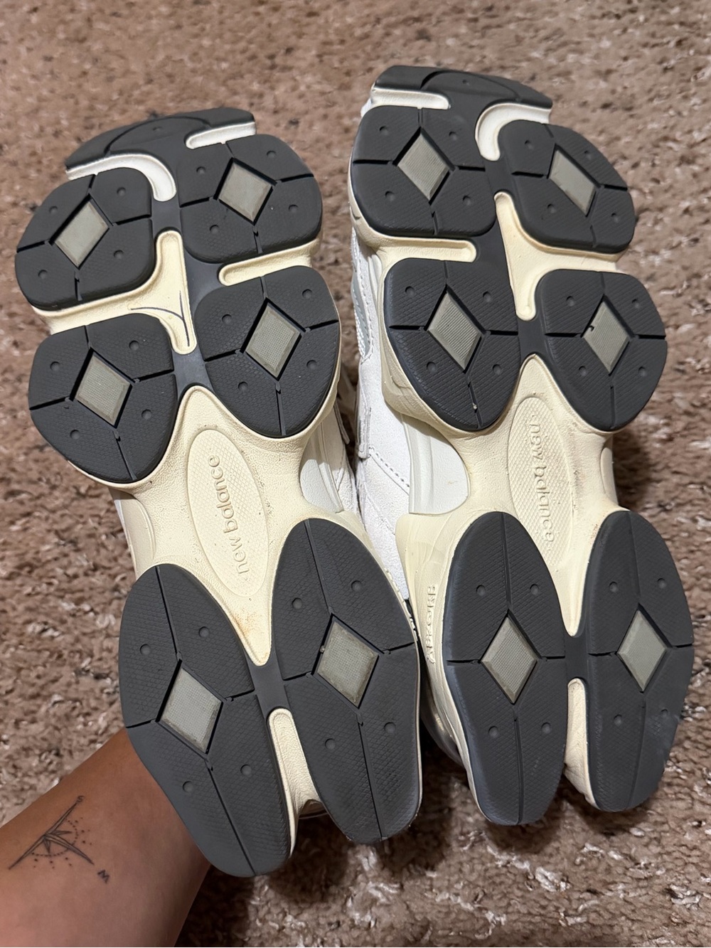 New Balance Women's Mesh & Suede Sneakers - Cream and Light Gray - Picture 5 of 5